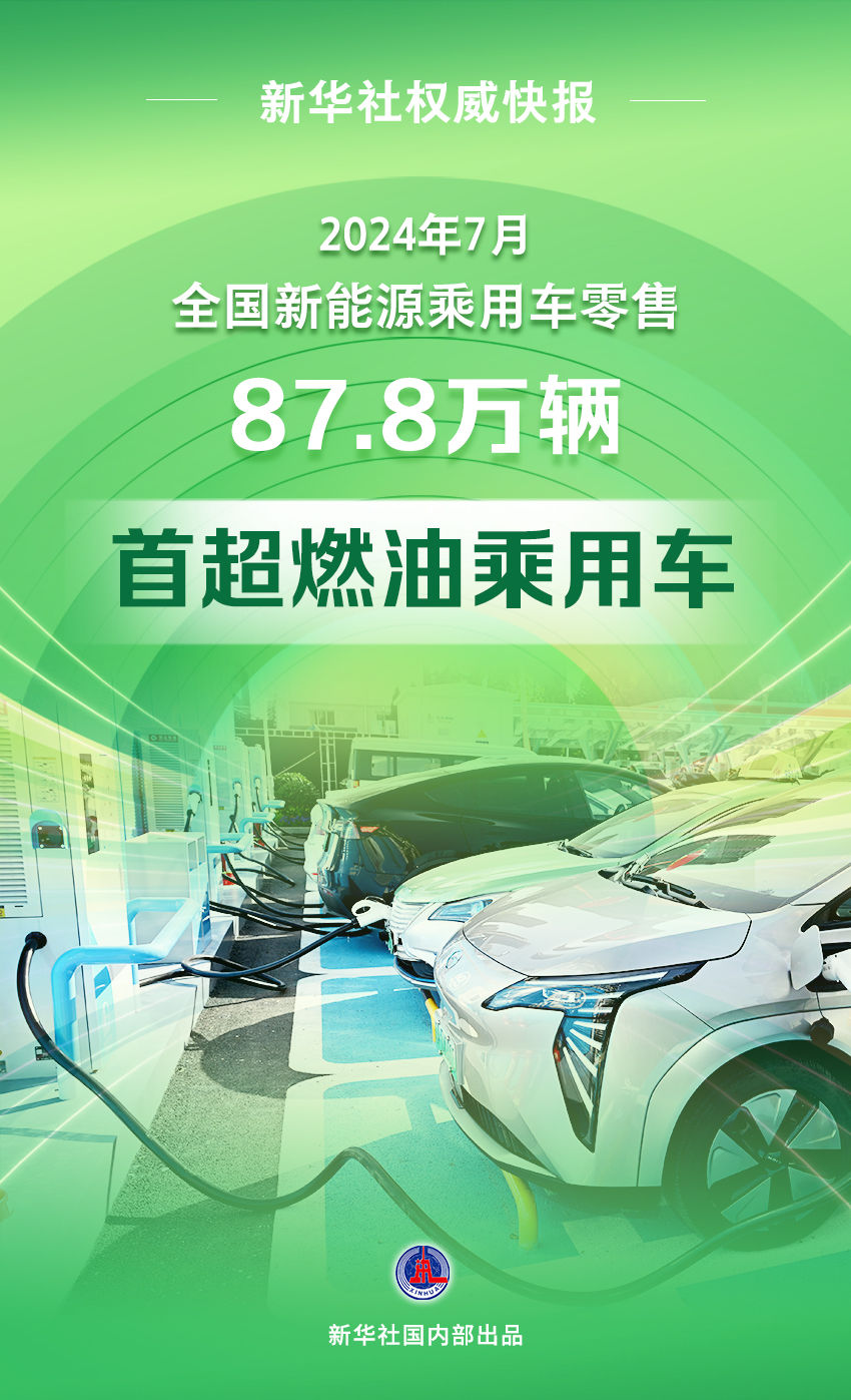 7月新能源乘用车国内零售销量首次超过燃油车